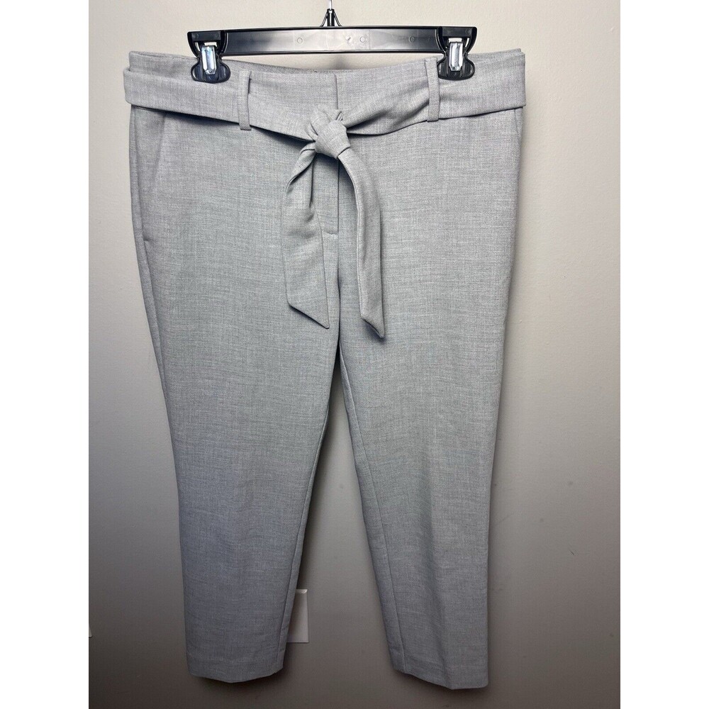Loft Gray Tie Waist Marisa Career Pants Size 8 Petite 8P Belt EUC Ankle